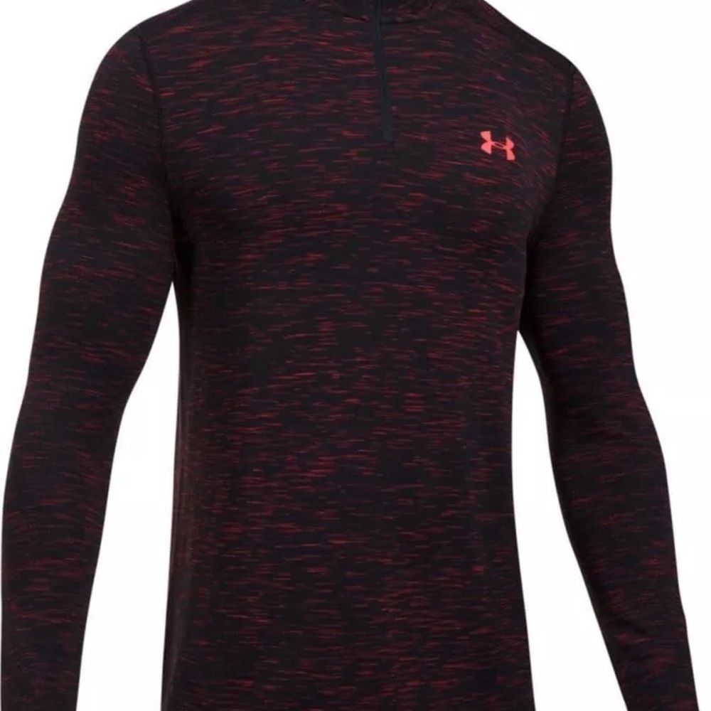 Under Armour 1/4 Zip Heat Gear Shirt Mens Small Pullover Black/Light Red
